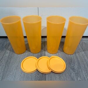 Tupperware 16oz Straight-Sided Orange Tumblers